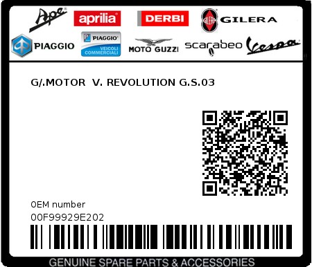 Product image: Piaggio - 00F99929E202 - G/.MOTOR  V. REVOLUTION G.S.03  0