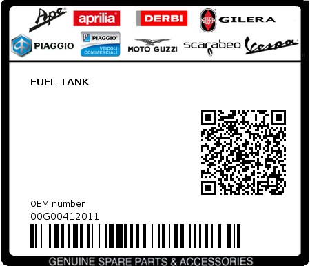 Product image: Piaggio - 00G00412011 - FUEL TANK  0