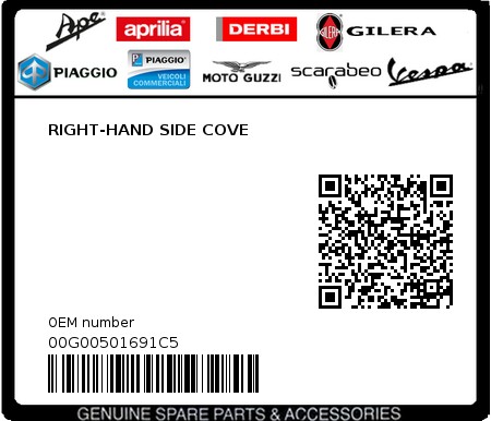 Product image: Piaggio - 00G00501691C5 - RIGHT-HAND SIDE COVE  0