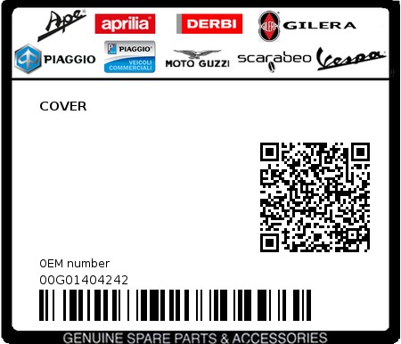 Product image: Piaggio - 00G01404242 - COVER  0
