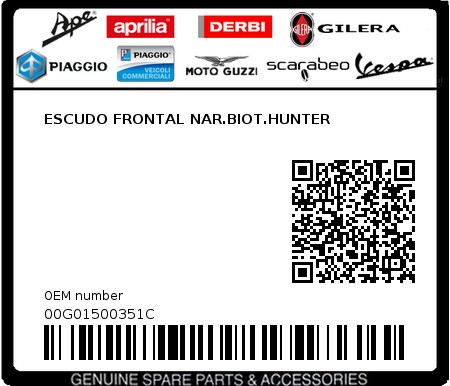 Product image: Piaggio - 00G01500351C - ESCUDO FRONTAL NAR.BIOT.HUNTER  0