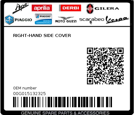 Product image: Piaggio - 00G015132325 - RIGHT-HAND SIDE COVER  0