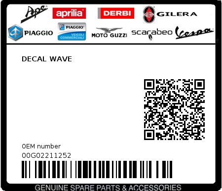 Product image: Piaggio - 00G02211252 - DECAL WAVE  0