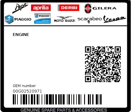 Product image: Piaggio - 00G02520971 - ENGINE  0