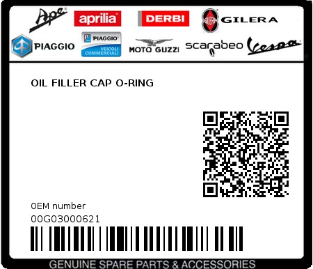 Product image: Piaggio - 00G03000621 - OIL FILLER CAP O-RING  0