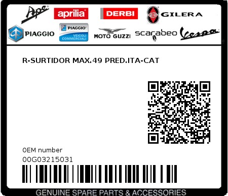 Product image: Piaggio - 00G03215031 - R-SURTIDOR MAX.49 PRED.ITA-CAT  0