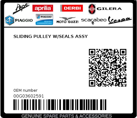 Product image: Piaggio - 00G03602591 - SLIDING PULLEY W/SEALS ASSY  0