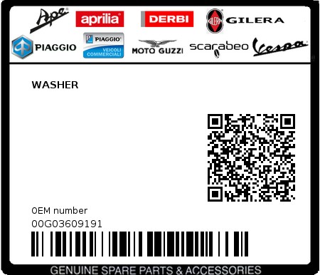 Product image: Piaggio - 00G03609191 - WASHER  0