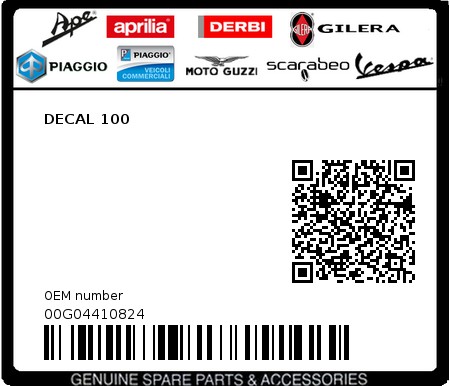 Product image: Piaggio - 00G04410824 - DECAL 100  0