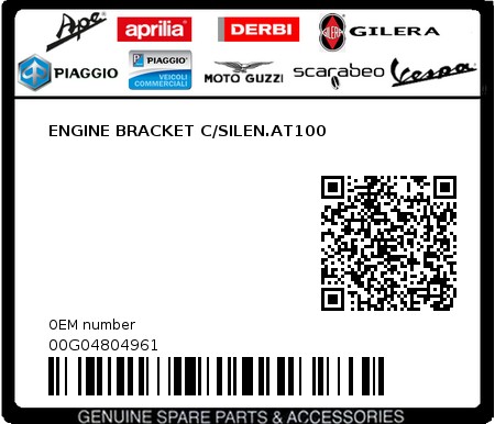 Product image: Piaggio - 00G04804961 - ENGINE BRACKET C/SILEN.AT100  0