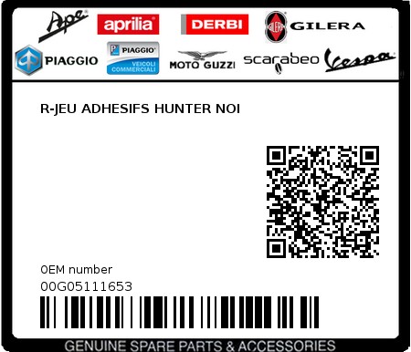 Product image: Piaggio - 00G05111653 - R-JEU ADHESIFS HUNTER NOI  0