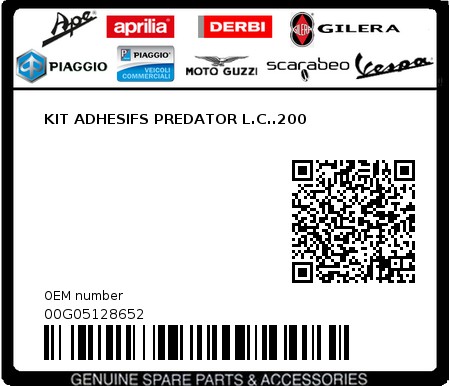 Product image: Piaggio - 00G05128652 - KIT ADHESIFS PREDATOR L.C..200  0