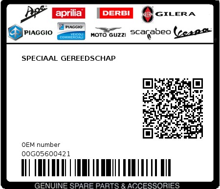 Product image: Piaggio - 00G05600421 - SPECIAAL GEREEDSCHAP  0