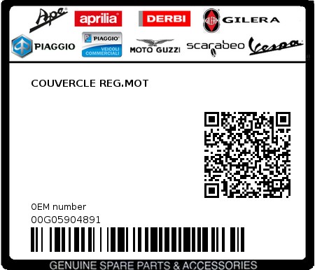 Product image: Piaggio - 00G05904891 - COUVERCLE REG.MOT  0