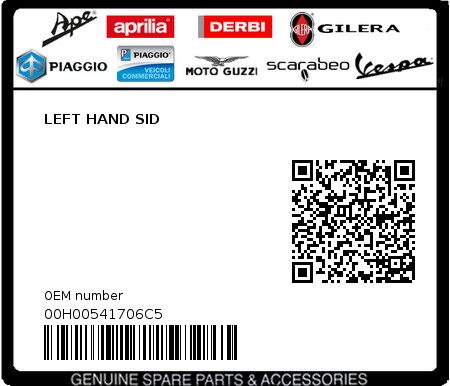 Product image: Piaggio - 00H00541706C5 - LEFT HAND SID  0