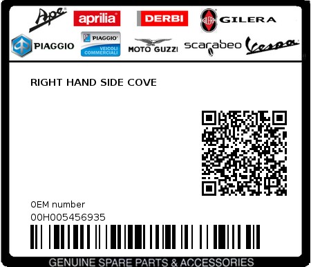 Product image: Piaggio - 00H005456935 - RIGHT HAND SIDE COVE  0