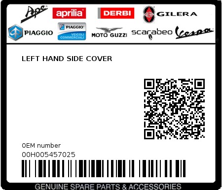 Product image: Piaggio - 00H005457025 - LEFT HAND SIDE COVER  0