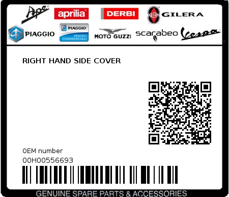 Product image: Piaggio - 00H00556693 - RIGHT HAND SIDE COVER  0