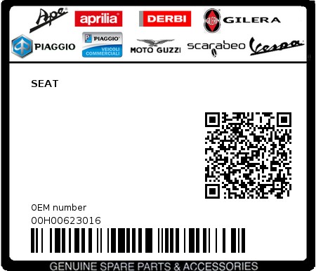 Product image: Piaggio - 00H00623016 - SEAT  0