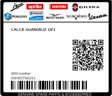 Product image: Piaggio - 00H00706261 - CALCA GUARDB.IZ GP1  0