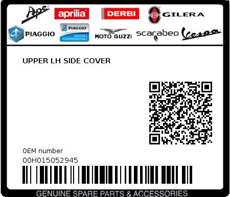 Product image: Piaggio - 00H015052945 - UPPER LH SIDE COVER  0