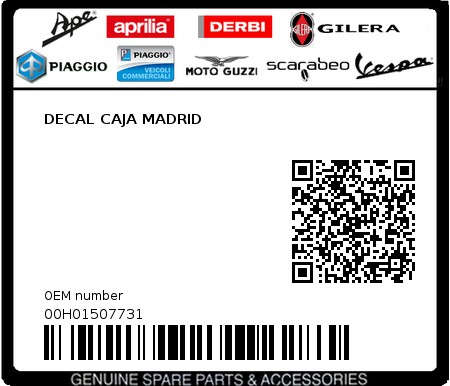 Product image: Piaggio - 00H01507731 - DECAL CAJA MADRID  0