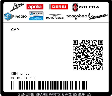 Product image: Piaggio - 00H02901731 - CAP  0