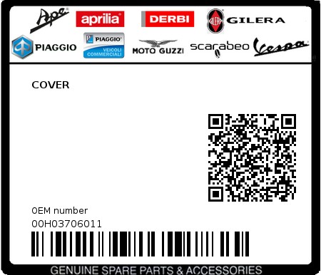 Product image: Piaggio - 00H03706011 - COVER  0