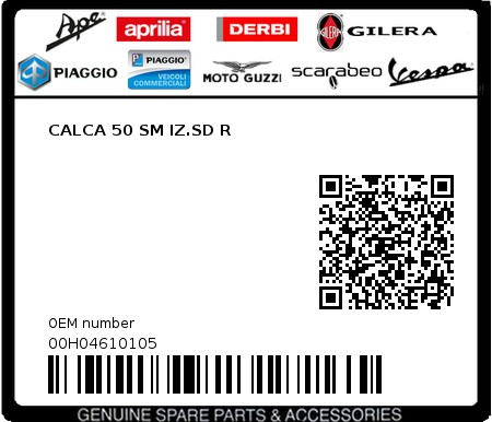 Product image: Piaggio - 00H04610105 - CALCA 50 SM IZ.SD R  0