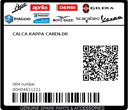 Product image: Piaggio - 00H04611221 - CALCA KAPPA CAREN.DR  0