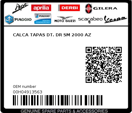 Product image: Piaggio - 00H04913563 - CALCA TAPAS DT. DR SM 2000 AZ  0