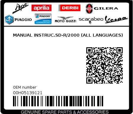 Product image: Piaggio - 00H05139121 - MANUAL INSTRUC.SD-R/2000 (ALL LANGUAGES)  0