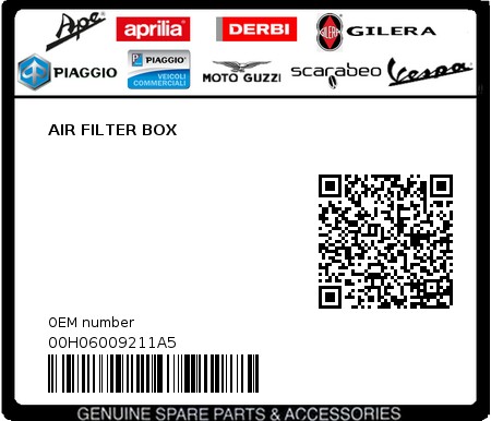 Product image: Piaggio - 00H06009211A5 - AIR FILTER BOX  0