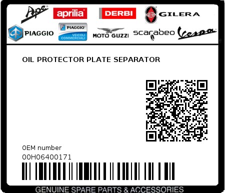 Product image: Piaggio - 00H06400171 - OIL PROTECTOR PLATE SEPARATOR  0