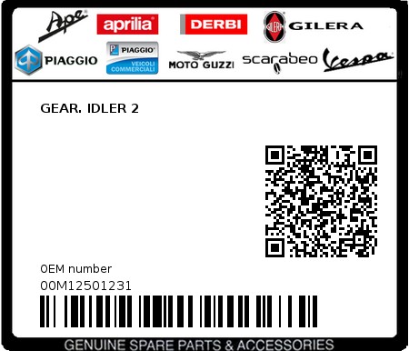 Product image: Piaggio - 00M12501231 - GEAR. IDLER 2  0