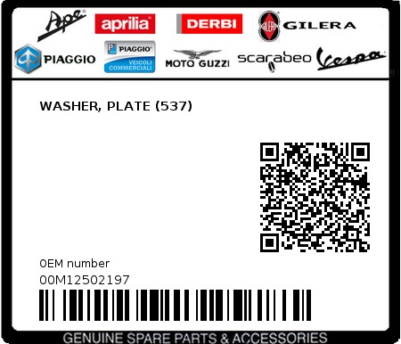 Product image: Piaggio - 00M12502197 - WASHER, PLATE (537)  0