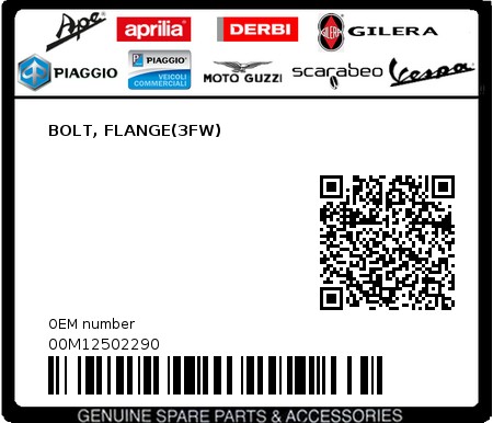 Product image: Piaggio - 00M12502290 - BOLT, FLANGE(3FW)  0