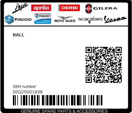 Product image: Piaggio - 00Q25001698 - BALL  0