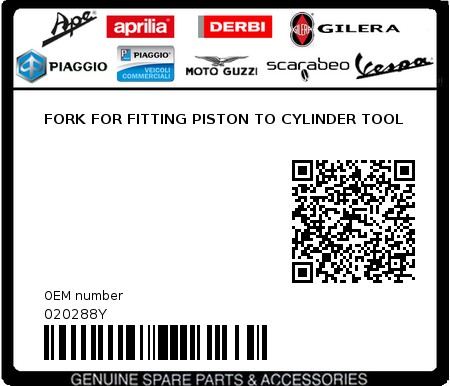 Product image: Piaggio - 020288Y - FORK FOR FITTING PISTON TO CYLINDER TOOL  0