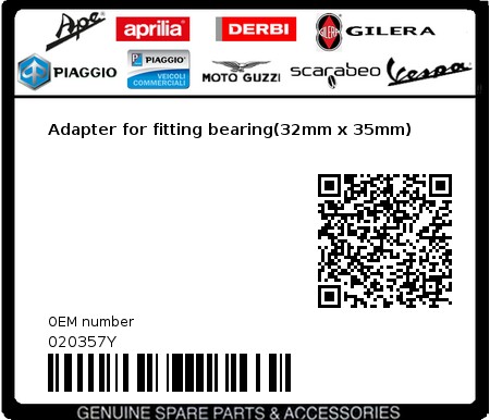 Product image: Piaggio - 020357Y - Adapter for fitting bearing(32mm x 35mm)  0