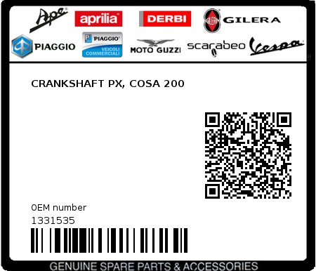 Product image: Piaggio - 1331535 - CRANKSHAFT PX, COSA 200  0