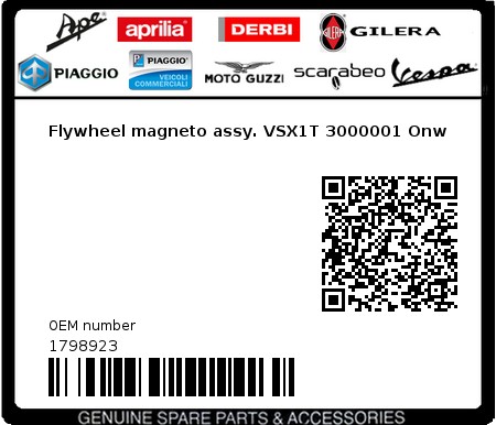 Product image: Piaggio - 1798923 - Flywheel magneto assy. VSX1T 3000001 Onw  0