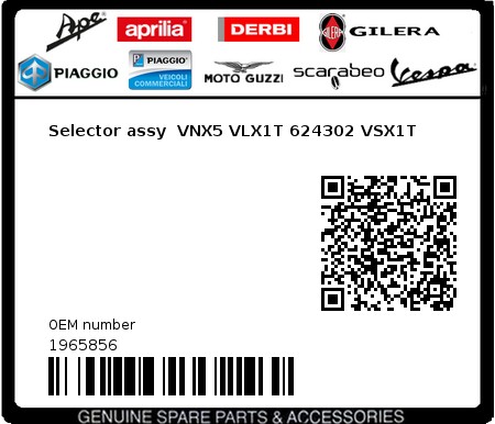 Product image: Piaggio - 1965856 - Selector assy  VNX5 VLX1T 624302 VSX1T  0