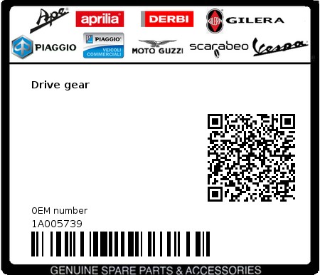 Product image: Piaggio - 1A005739 - Drive gear  0