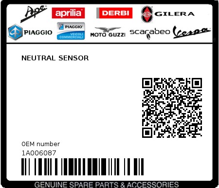 Product image: Piaggio - 1A006087 - NEUTRAL SENSOR  0