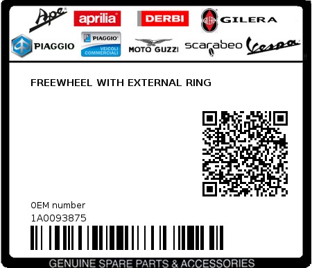 Product image: Piaggio - 1A0093875 - FREEWHEEL WITH EXTERNAL RING  0