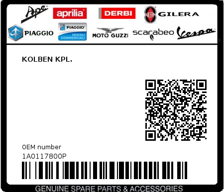 Product image: Piaggio - 1A0117800P - KOLBEN KPL.  0