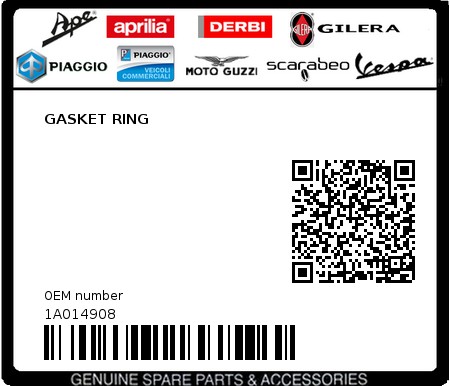 Product image: Piaggio - 1A014908 - GASKET RING  0