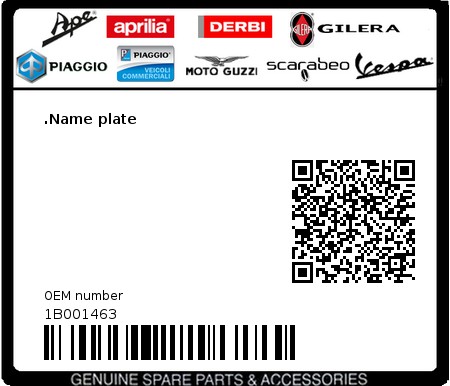 Product image: Piaggio - 1B001463 - .Name plate  0