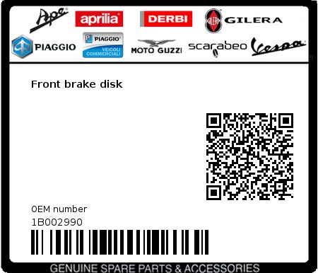 Product image: Piaggio - 1B002990 - Front brake disk 